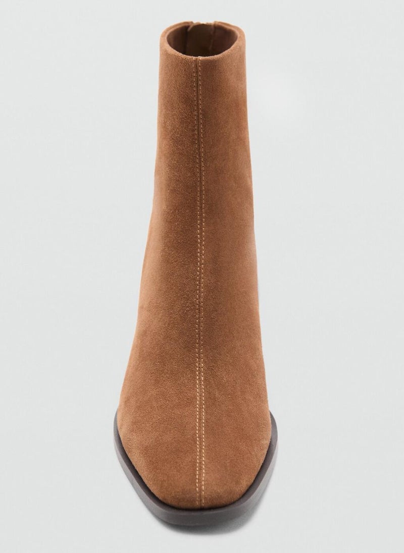 مانجو أحذية الكاحل من جلد السويد بكعب عريض - Image 4