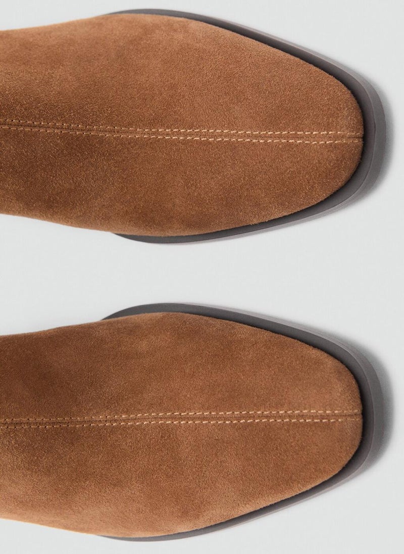 مانجو أحذية الكاحل من جلد السويد بكعب عريض - Image 5