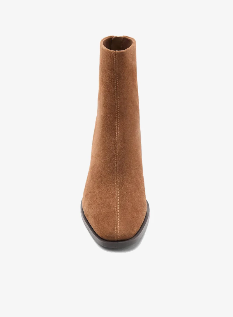 Mango  Suede leather ankle boots with block heel for Women | Best Price UAE