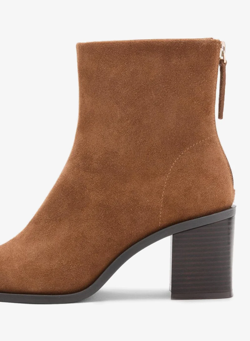 Mango  Suede leather ankle boots with block heel for Women | Best Price UAE