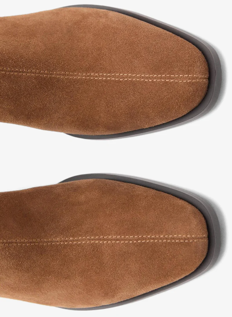 Mango  Suede leather ankle boots with block heel for Women | Best Price UAE