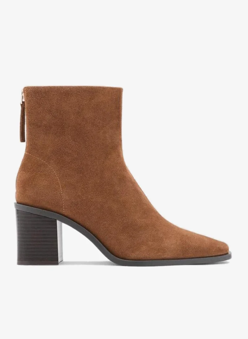 MANGO Suede leather ankle boots with block heel
