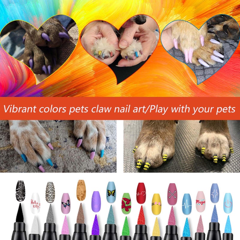 JanFeel Dog Nail Polish Pens, 15 Colors Pet Nail Polish Set Quick Dry Pet Safe Nail Polish Non Toxic Brush Tip Nail Polish Pens for Puppy and Cat or Small Pets - Image 5