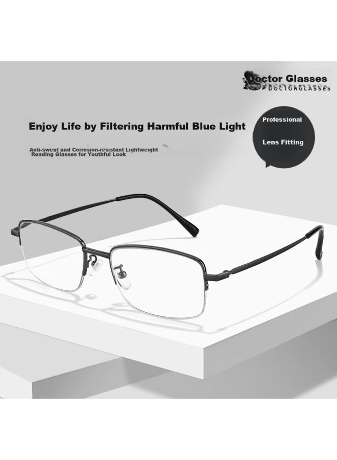 Oona Ouna Reading Gl For Men And Women, High-definition Anti-blue Light Anti-radiation Gl For Elderly, Semi-rimless Gunmetal Color, 150 Degrees - Image 1