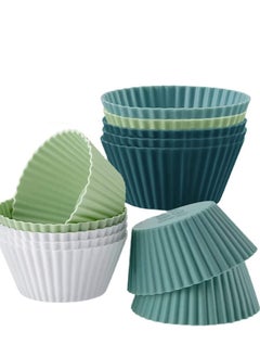 Excefore Silicone Baking Cup The Kitchen Reusable Cups Cake Molds- Non-Toxic, BPA Free, Dishwasher Safe (12 Pack)  - Image 1