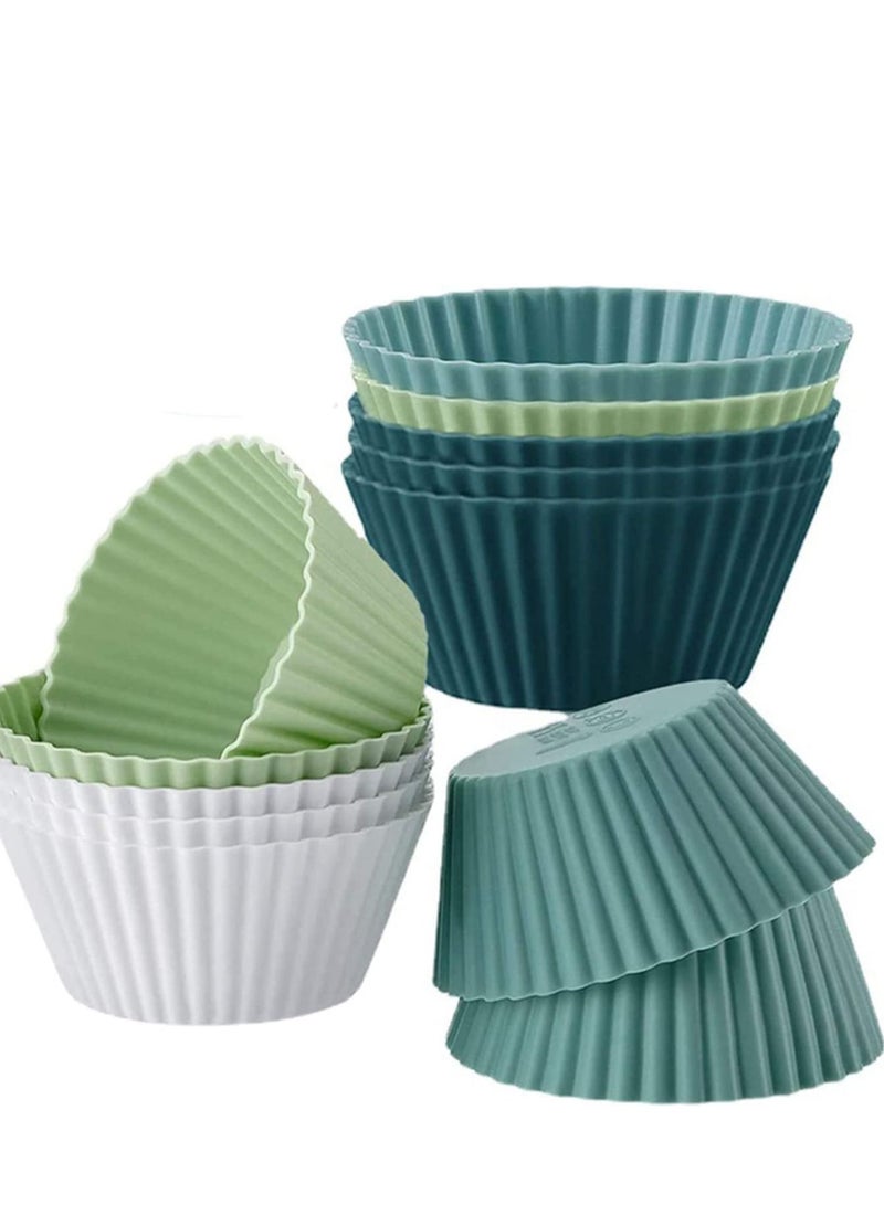 Excefore Silicone Baking Cup The Kitchen Reusable Cups Cake Molds- Non-Toxic, BPA Free, Dishwasher Safe (12 Pack) - Image 1