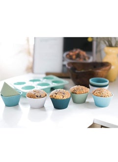 Excefore Silicone Baking Cup The Kitchen Reusable Cups Cake Molds- Non-Toxic, BPA Free, Dishwasher Safe (12 Pack)  - Image 2