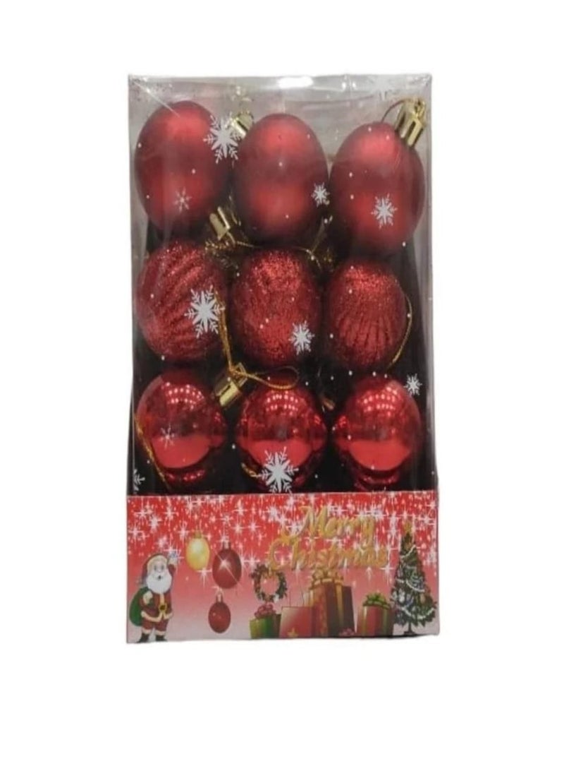 زينة شجرة الكريسماس - عبوة مختلطة لامعة 4 سم - عبوة من 24 قطعة حمراء - Image 2
