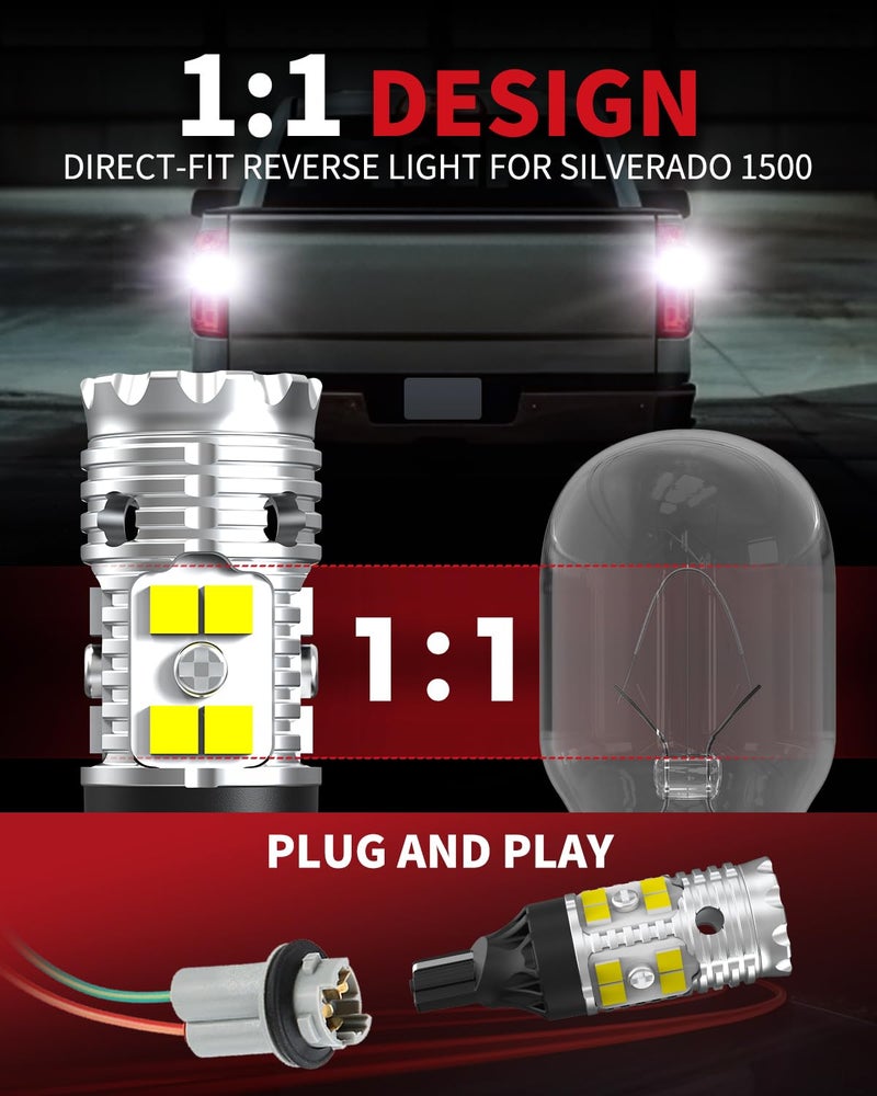 LASFIT 921 W16W LED Reverse Backup Light Bulbs for 2014-2022 2023 2024 2025 2026 Silverado 1500 2500 3500 HD, 6000K Cool White Super Bright OEM Replacement, 2 pcs - Image 2