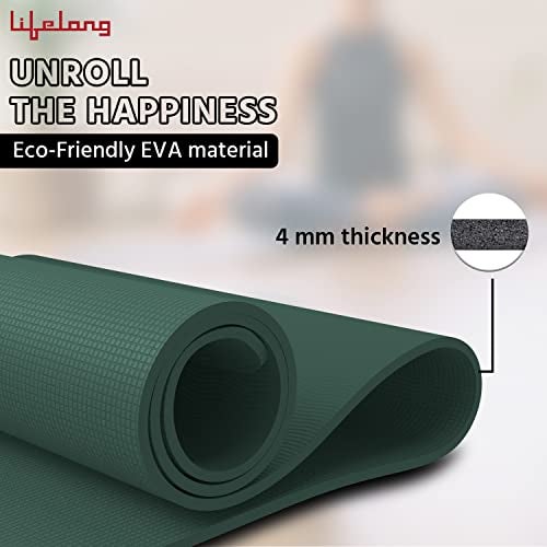 Lifelong LLYM71 Yoga mat for Women & Men EVA Material 4mm Anti-Slip Mat for Workout|Exercise Mat For Home Gym | Yoga Mat-For Gym-Workout and Yoga Exercise I Green - Image 2