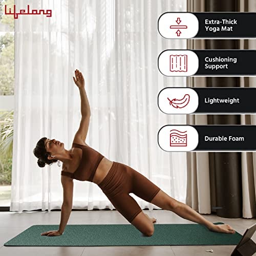 Lifelong LLYM71 Yoga mat for Women & Men EVA Material 4mm Anti-Slip Mat for Workout|Exercise Mat For Home Gym | Yoga Mat-For Gym-Workout and Yoga Exercise I Green - Image 3