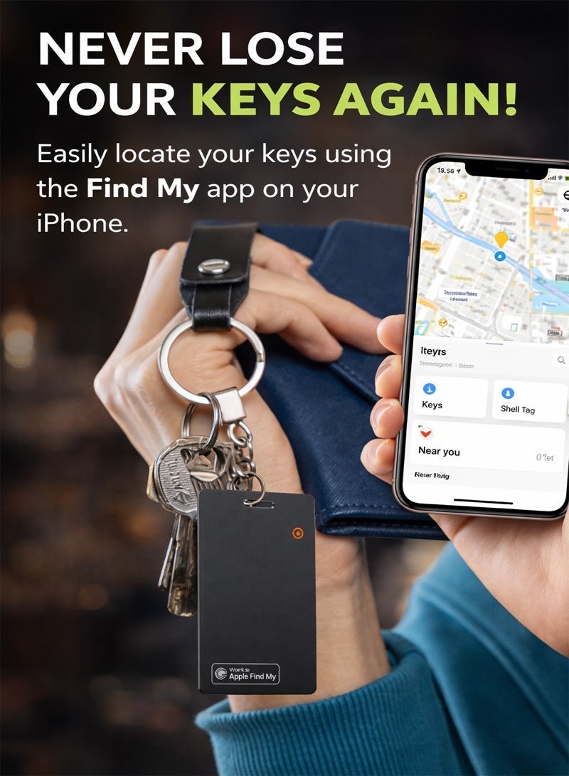 Neyecam Wallet Tracker Card Air-Tag  for iOS, Works with Apple Find My | 1.8mm Bluetooth Item Finder for Wallets, Luggage & Bags | IP68 Waterproof, Left-Behind Alerts – Black (1 Pack) - Image 2