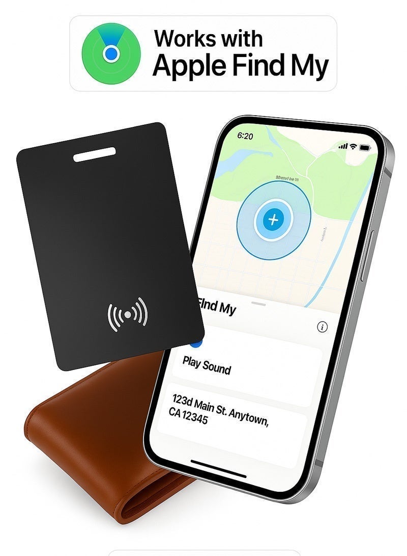 Neyecam Wallet Tracker Card Air-Tag  for iOS, Works with Apple Find My | 1.8mm Bluetooth Item Finder for Wallets, Luggage & Bags | IP68 Waterproof, Left-Behind Alerts – Black (1 Pack) - Image 1