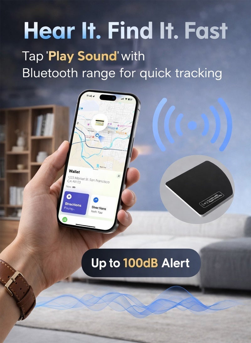 Neyecam Wallet Tracker Card Air-Tag  for iOS, Works with Apple Find My | 1.8mm Bluetooth Item Finder for Wallets, Luggage & Bags | IP68 Waterproof, Left-Behind Alerts – Black (1 Pack) - Image 3