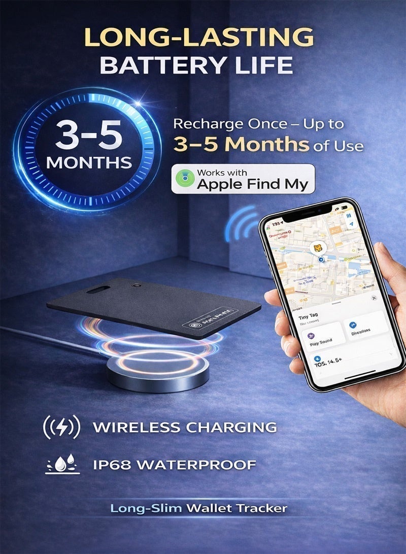 Neyecam Wallet Tracker Card Air-Tag  for iOS, Works with Apple Find My | 1.8mm Bluetooth Item Finder for Wallets, Luggage & Bags | IP68 Waterproof, Left-Behind Alerts – Black (1 Pack) - Image 5