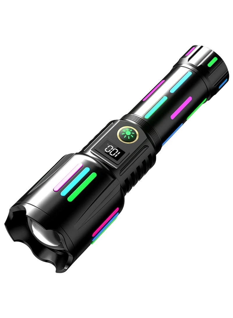 High Lumens Rechargeable Flashlight – 10000 Lumens LED Flashlight, Bright Strong Light, Type-C Charging, Digital Display, Fluorescent LED for Outdoor Use, Waterproof and Durable, Portable Torch for Camping, Hiking, Emergency - Image 1