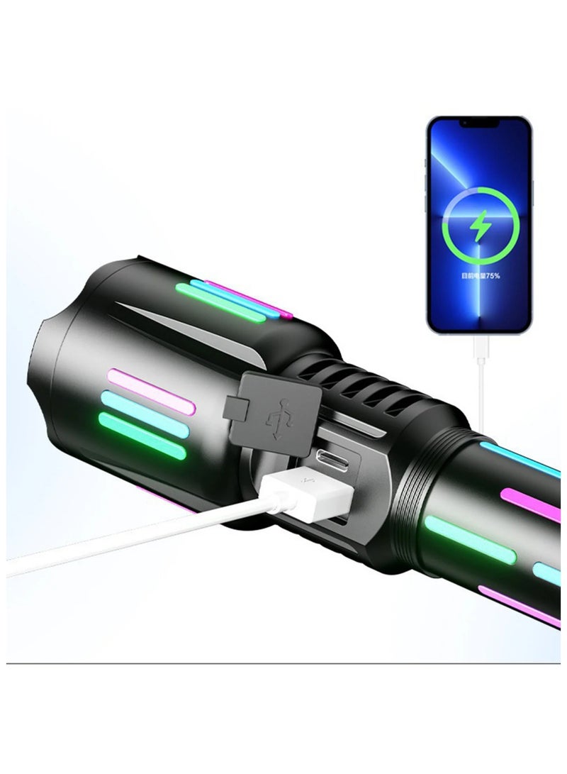 High Lumens Rechargeable Flashlight – 10000 Lumens LED Flashlight, Bright Strong Light, Type-C Charging, Digital Display, Fluorescent LED for Outdoor Use, Waterproof and Durable, Portable Torch for Camping, Hiking, Emergency - Image 3