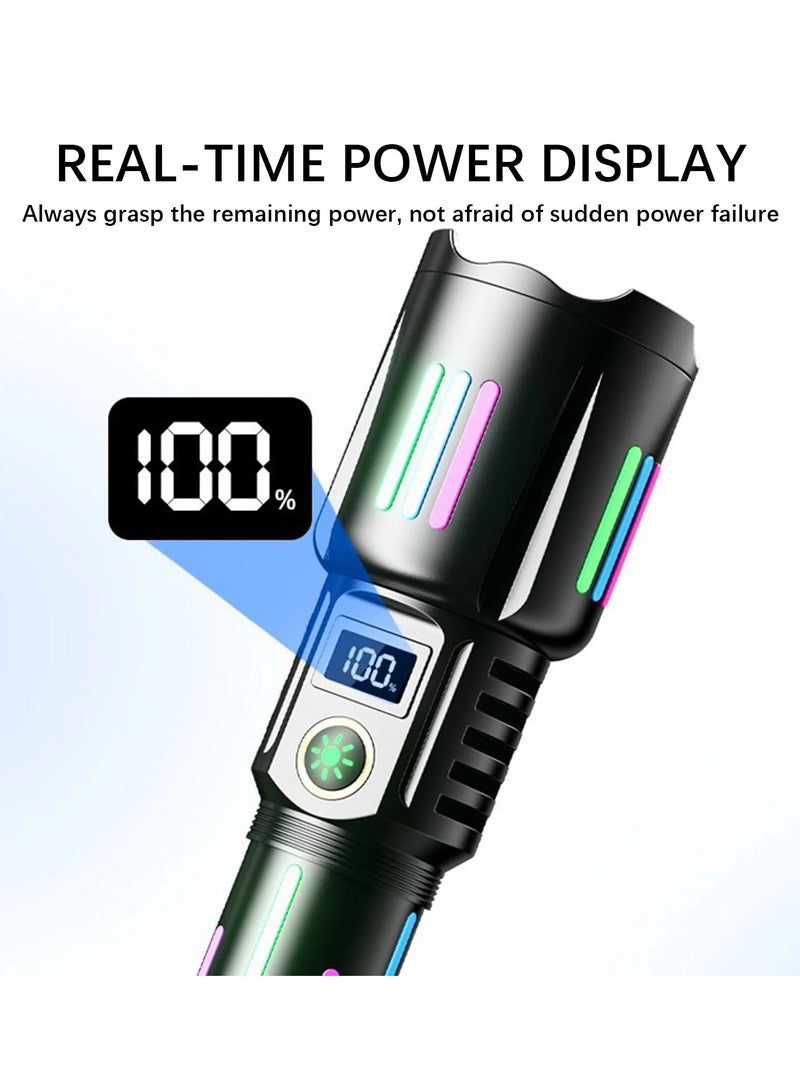 High Lumens Rechargeable Flashlight – 10000 Lumens LED Flashlight, Bright Strong Light, Type-C Charging, Digital Display, Fluorescent LED for Outdoor Use, Waterproof and Durable, Portable Torch for Camping, Hiking, Emergency - Image 5