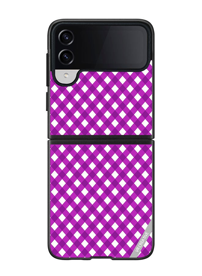 VR CREATIVE Protective Case Cover For Samsung Galaxy Z Flip4 Seamless Plaid Purple Design Multicolour - Image 1