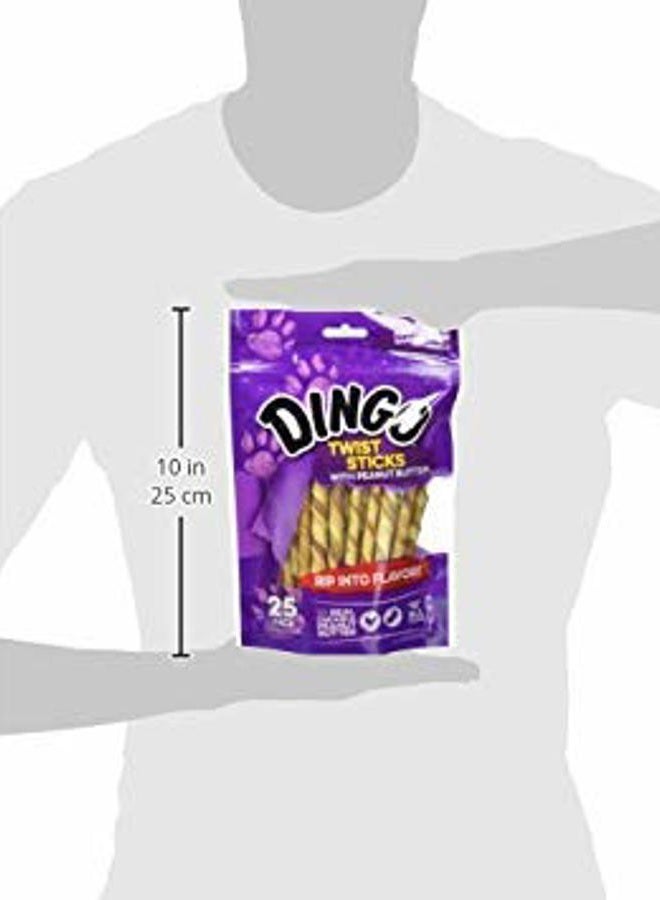 Dingo Twist Sticks with Peanut Butter; Rawhide Treats for Small, Medium, and Large Dogs 25-Count - Image 3