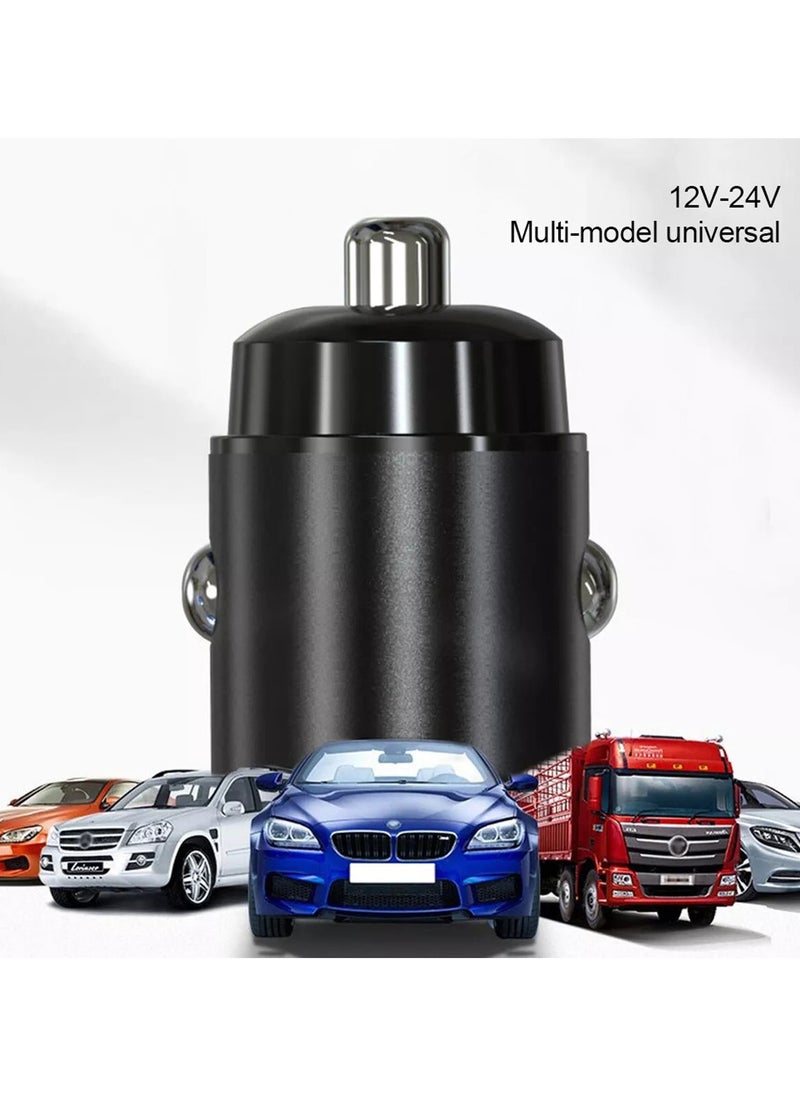 Mini Ring Car Charger, PD 30W and QC 3.0 Quick Charge USB + Type-C, Fast Charging for Mobile Phones  & Other Devices, Compact and Safe for 12V-24V Cars