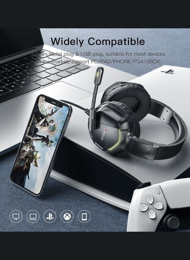 Yesido Ultimate Gaming Headset – Wired, Adjustable Mic, RGB Lights, Multi-Device Compatibility (PC/PS4/Xbox/Mobile) - Image 5
