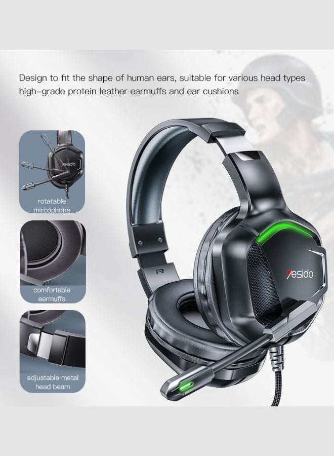 Yesido Ultimate Gaming Headset – Wired, Adjustable Mic, RGB Lights, Multi-Device Compatibility (PC/PS4/Xbox/Mobile) - Image 3