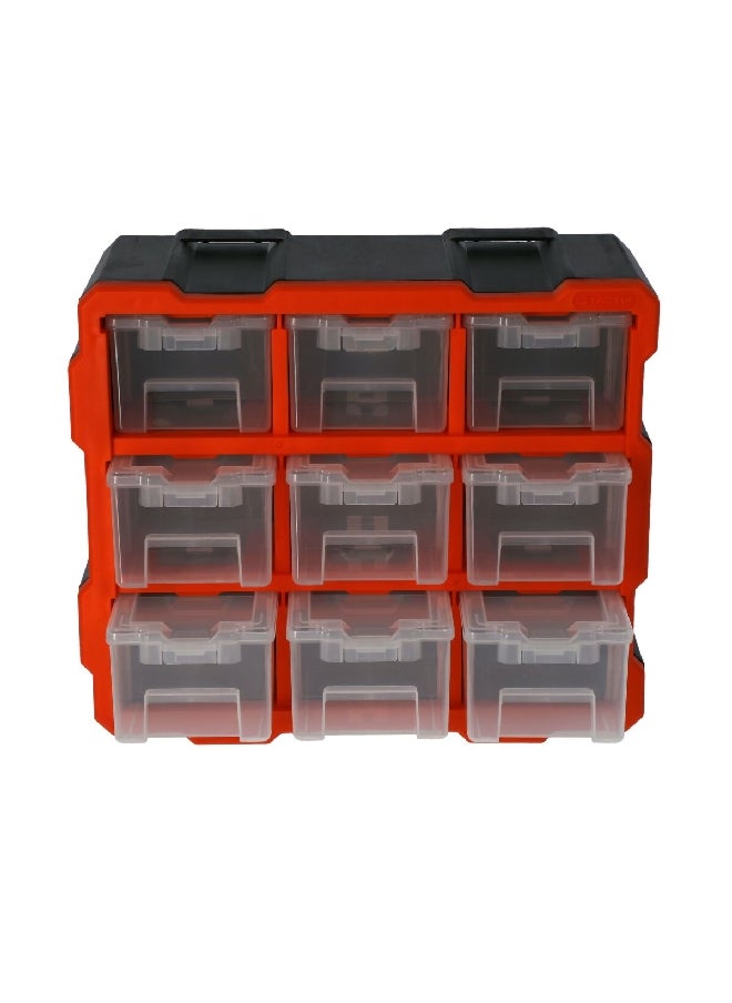 Tactix - Customisable Compartments Space Saving Plastic Rack with 9 Organisers Black and Red 32 x 37.8 x 15.2 cm 320674 - Image 1