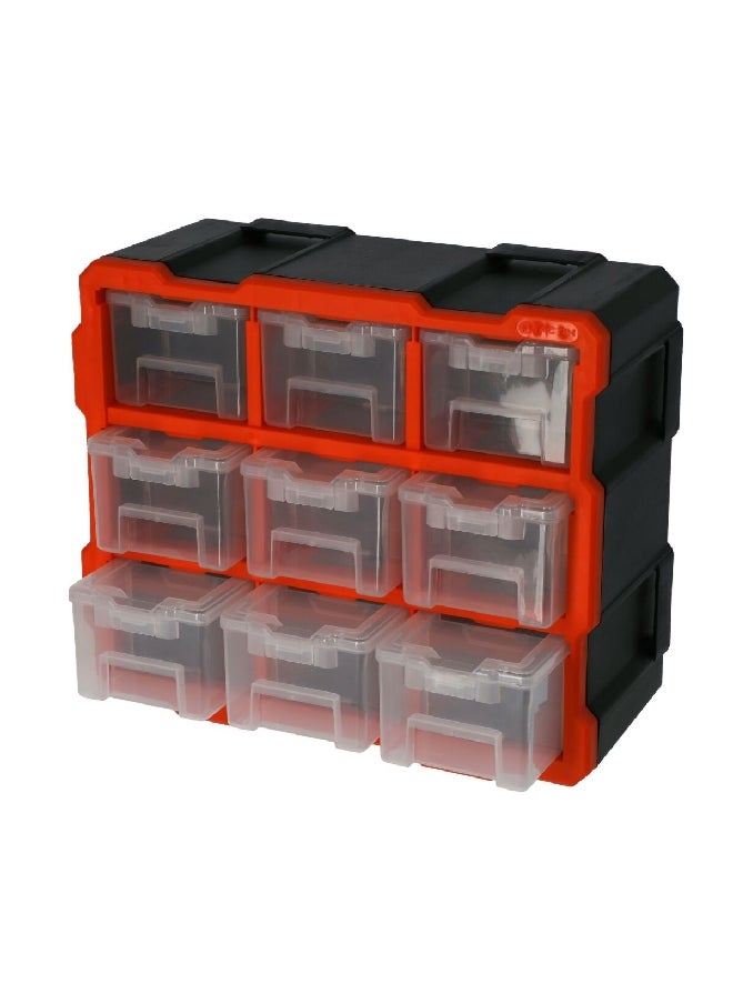 Tactix - Customisable Compartments Space Saving Plastic Rack with 9 Organisers Black and Red 32 x 37.8 x 15.2 cm 320674 - Image 1
