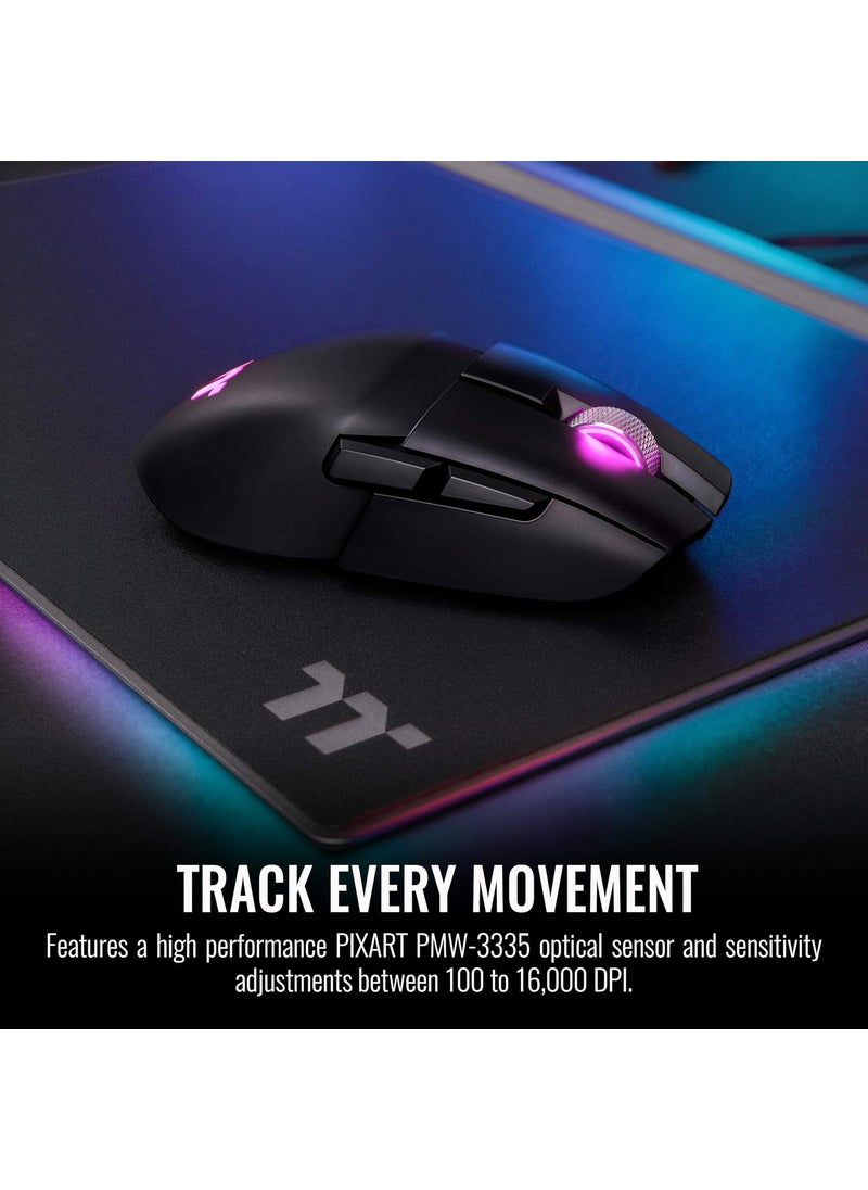 Thermaltake Thermaltake Argent M5 Wireless 168M RGB Color Gaming Mouse 6 Customizable Dynamic Lighting Effects Pixart PMW3335 Optical Sensor DPI Adjustments Up to 16000 GMOTMFHYOOBK01  - Image 3