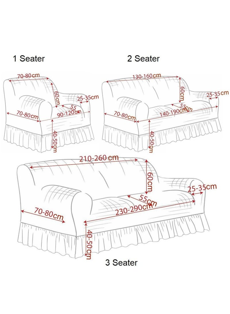 فابينني طقم غطاء أريكة قابل للتمدد مكون من 4 قطع من قماش الجاكار طقم غطاء أريكة بسبعة مقاعد 3211 بني شوكولاتة - Image 2