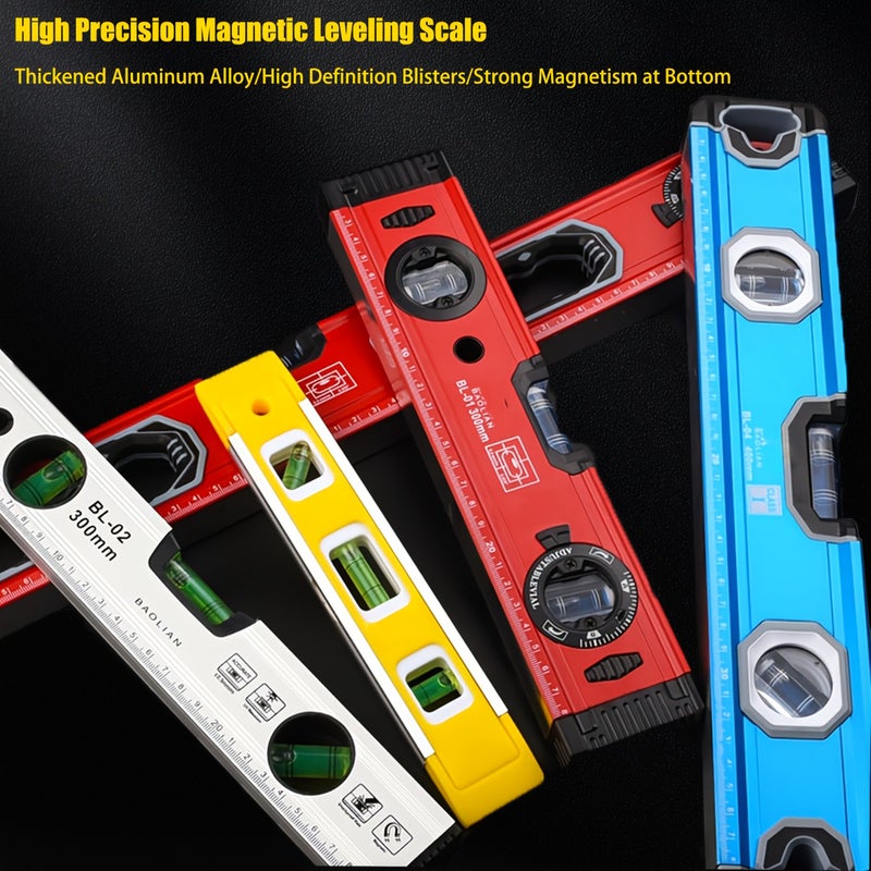 Color Mini Strong Magnet 230mm High Precision Aluminum Alloy Magnetic Spirit Level Anti Drop Portable Bubble Level - Image 1