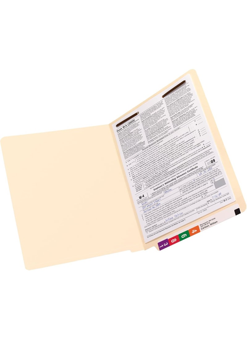 Smead Smead End Tab Fastener File Folder, Shelf-Master® Reinforced Straight-Cut Tab, 1 Fastener, Letter Size, Manila, 50 per Box (34110)  - Image 4