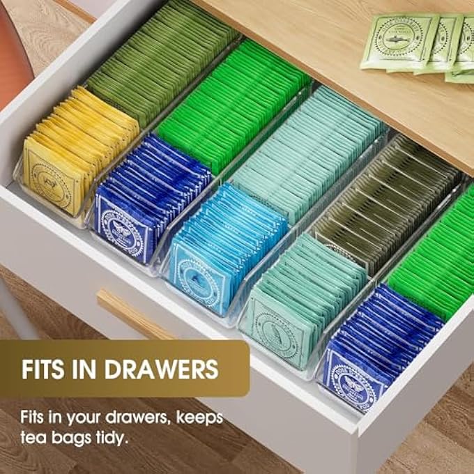 Antole Tea Bag Organizer2 Pack Clear Tea Bag Holder Storage OrganizerFood Storage Organizer Bins Box For Kitchen CabinetCountertopPantry Shelf Organizer - Image 5