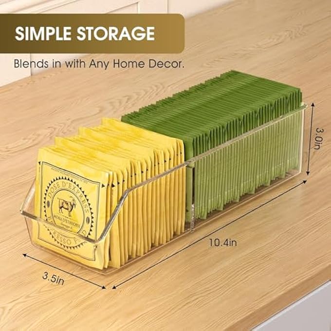 Antole Tea Bag Organizer2 Pack Clear Tea Bag Holder Storage OrganizerFood Storage Organizer Bins Box For Kitchen CabinetCountertopPantry Shelf Organizer - Image 2
