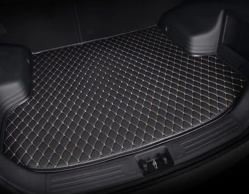 COAZO Premium Boot Car Floor Mat for Harrier EV Custom Fitted, Luxury Car Foot Mats Compatible with Tata Harrier EV, Set of 1 Pcs, 100% Waterproof and Washable, Black with Beige Thread - Image 1