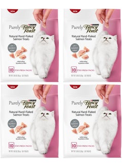 Fancy Feast Cat Treats  Natural HandFlaked Salmon Treats  10 Count Treats Per Pouch  Pack Of 4 Pouches  - Image 1