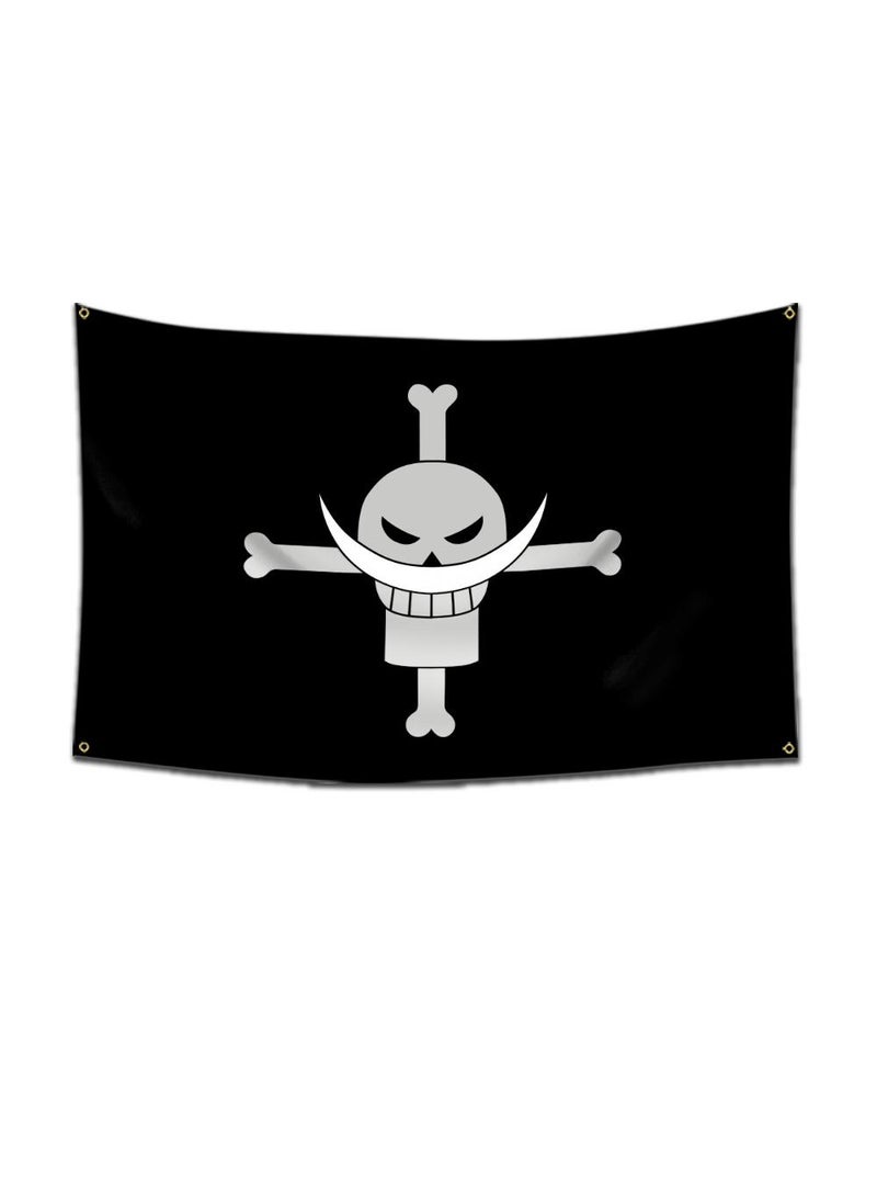 General 1-Pieces Polyester Flag ONE PIECE Cartoon Flag Design Cosplay Pirate Flag Straw Hat Luffy Print Room Decor with Corners Buckle 60*90cm Black-A2  - Image 1