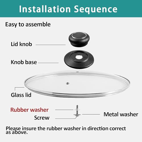 ZUIHUI 10.5 Inch Glass Lid for Frying Pan, Fry Pan, Skillet, Pan Lid, Fits 10.5 Inch Cast Iron Skillets 10.5", Clear - Image 3