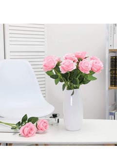 Generic Artificial Rose Flower Pink Silk Roses with Long Stem Flowers Bouquet Fake Bridal Wedding Bouquet for Wedding Party Home Floral Decor Pack of 10  - Image 4