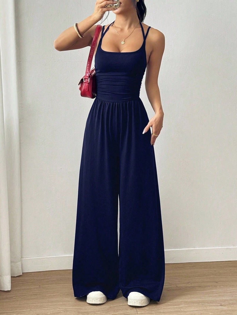 2026 European and American Cross-Border Amazon New Summer Style Women's Casual Strapless Jumpsuit Summer Wide-Leg Loose  Fit - Image 1