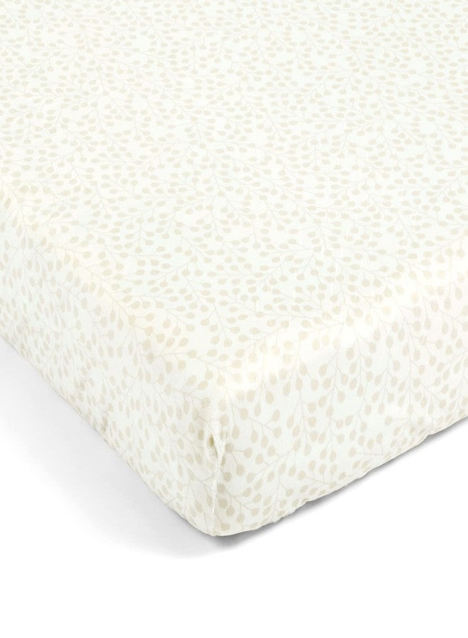 Lush Decor Farmhouse Leaf Branch Soft & Plush Fitted Crib Sheet, 52"x 28", Neutral - Image 1