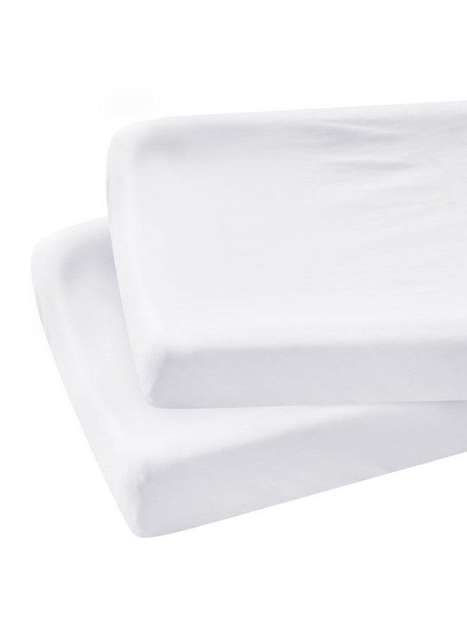 Coldwind Organic Cotton Changing Pad Cover, Diaper Changing Table Pad Covers 2 Pack, Jersey Knit Super Soft & Stretchy Cradle Sheets for Baby Boys Girls, 32" x 16" x 4", White - Image 1