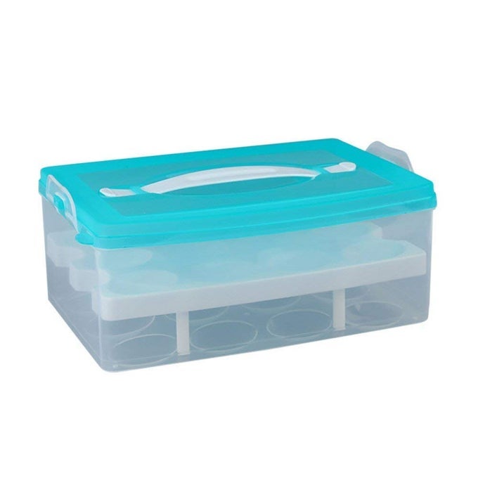 DOUBLE LAYER EGG STORAGE BOX 24 PIECES PLASTIC BOX MULTICOLOR