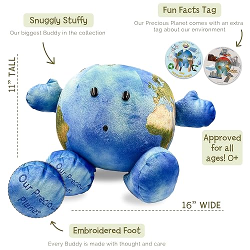Celestial Buddies Our Precious Planet | 16" Soft Stuffed Plush, Fun Planet Facts & Climate Change Tag for Kids – STEM Learning, Educational Gift, Classroom & Homeschool Science Space Astronomy | 0+ - Image 2