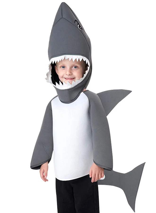 Little Surprise Box,  Grey Baby Shark , Kids Halloween Costume Fancy Dress Up-7-9Y