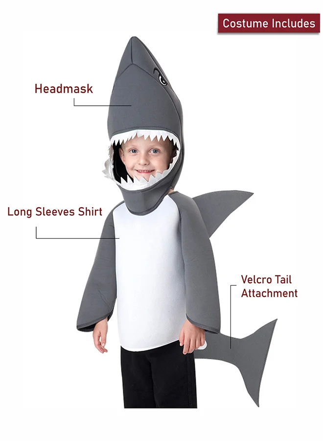 LITTLE SURPRISE BOX Little Surprise Box,  Grey Baby Shark , Kids Halloween Costume Fancy Dress Up-7-9Y