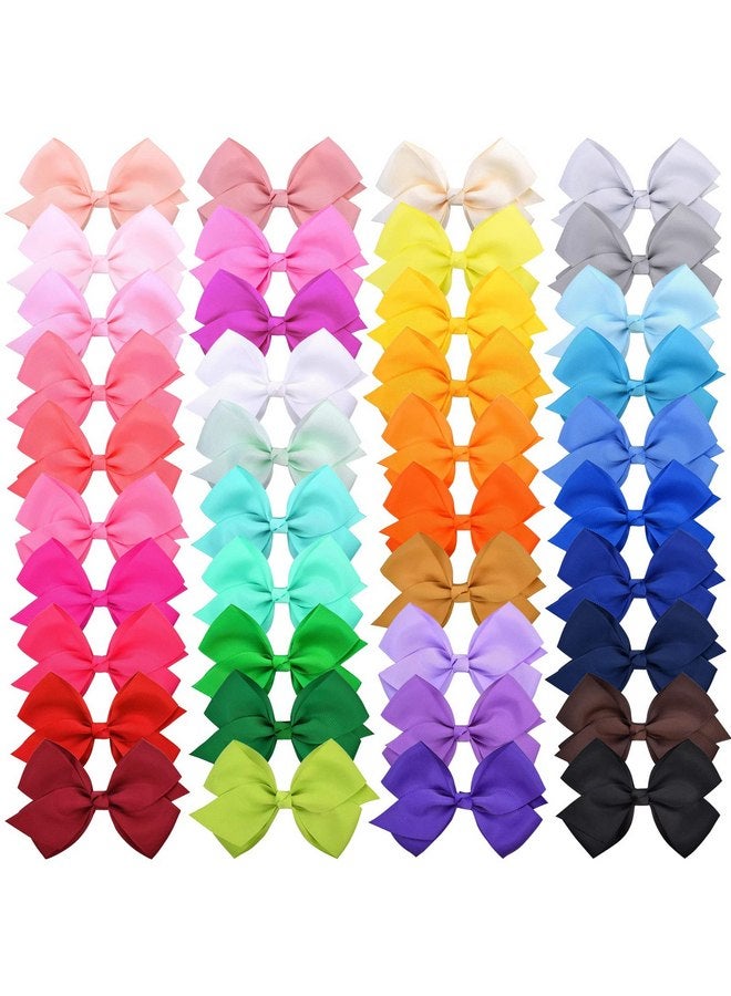 WillingTee 40 Colors Hair Bows for Fine Hair Big 5 Inch Grosgrain Ribbon Hair Bow Alligator Clips for Baby Girls Infants Toddlers Children - Image 2