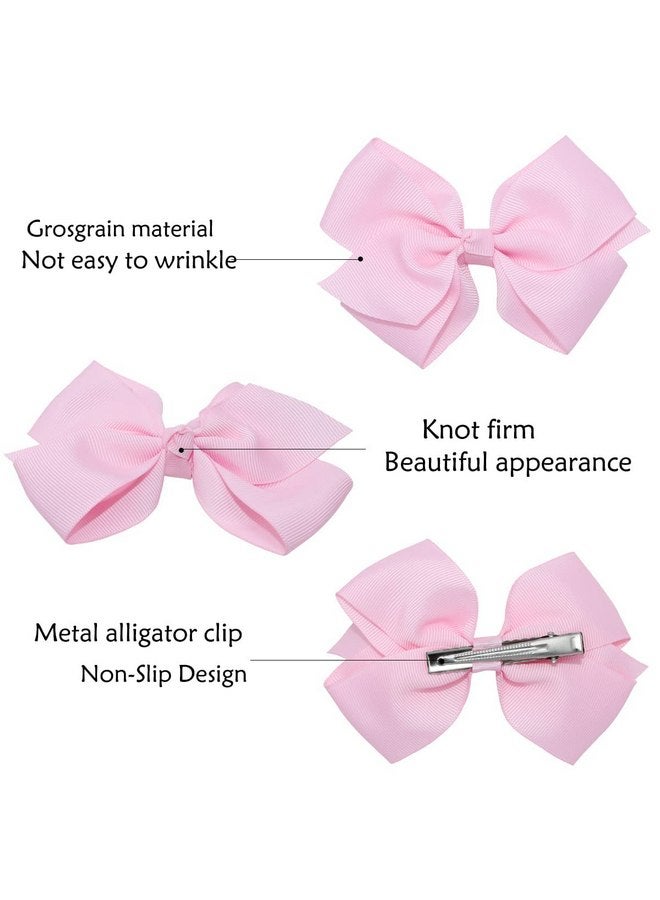 WillingTee 40 Colors Hair Bows for Fine Hair Big 5 Inch Grosgrain Ribbon Hair Bow Alligator Clips for Baby Girls Infants Toddlers Children - Image 4