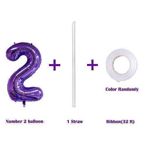 MoMo Balloon 40 Inch Jumbo Purple Number 2 Balloon Giant Balloons Prom Balloons Helium Foil Mylar Huge Number Balloons for Birthday Party Decorations/Wedding/Anniversary - Image 3